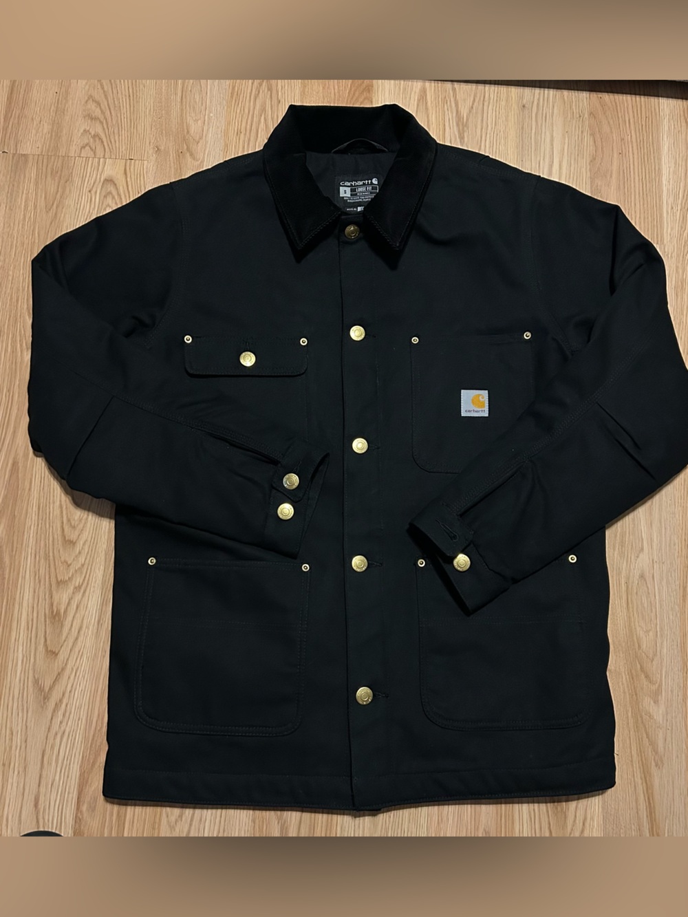 Carhartt-Black Blanket Lined Canvas Chore Coat Jacket Small NWOT 103825-BLK